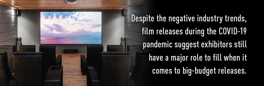 Callout:Despite the negative industry trends, film releases during the COVID-19 pandemic suggest exhibitors still have a major role to fill when it comes to big-budget releases.