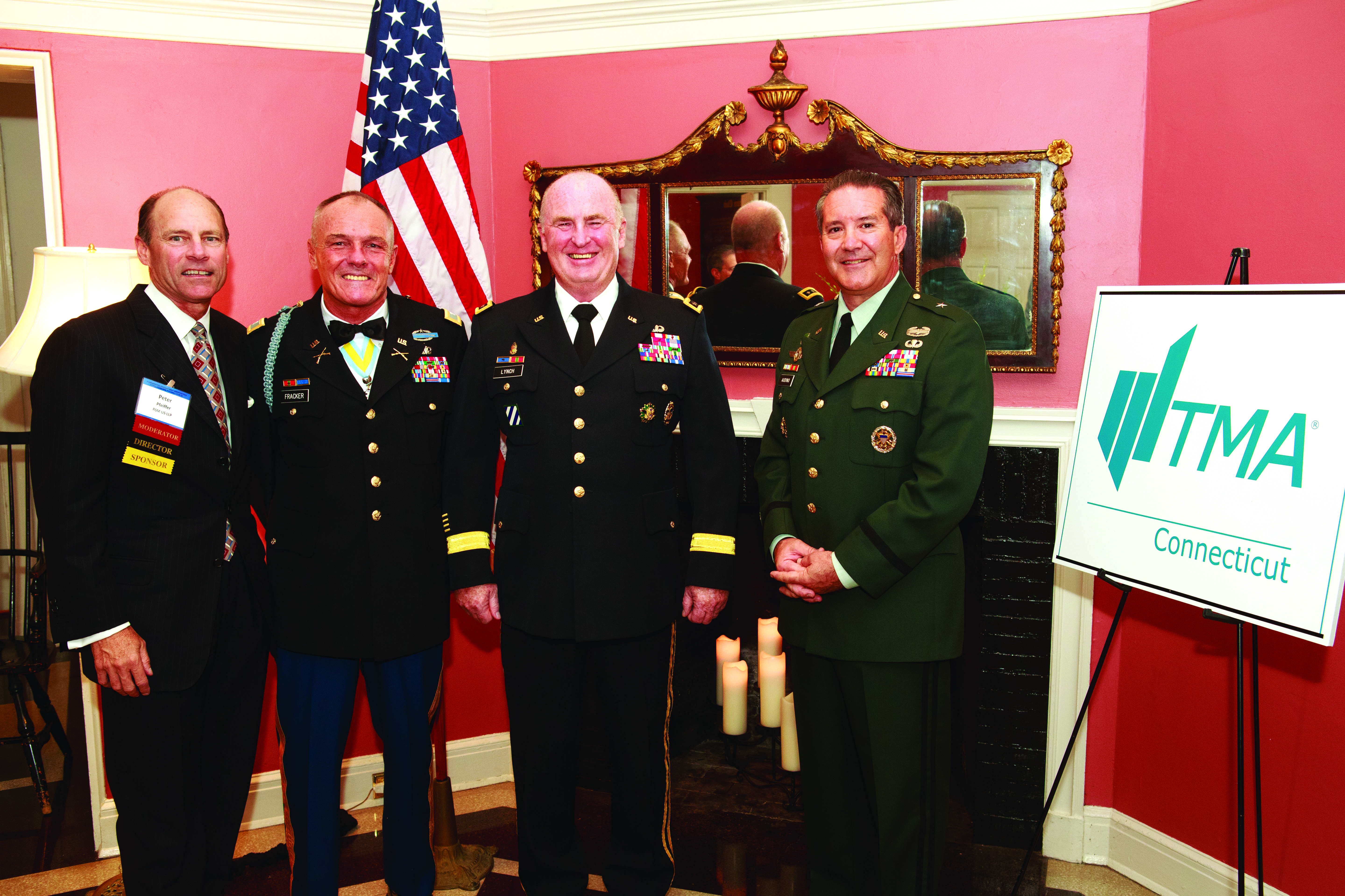 Left to right, Peter A.S. Pfeiffer with retired U.S. Army officers  Col. Al Fracker, Lt. Gen. Rick Lynch, and Brig. Gen. Ernest C. Audino